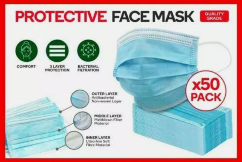 50PCS Disposable 3 layers protective Face Mask