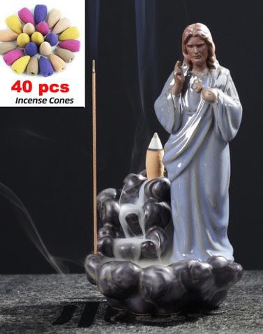 Backflow Incense Burner Handmade Handcrafted Incense Burner，Jesus，Virgin Mary