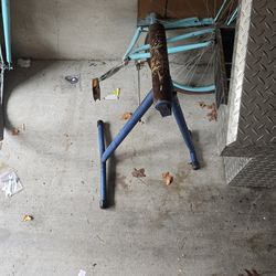 Ryobi tile saw, truck toolbox, and roller stand