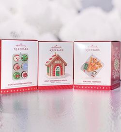 Hallmark Ornament Lot Cupcakes For Christmas!, Jolly Gingerbread House, & Seasons Treatings!