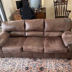 Brown Leather Suede Couch