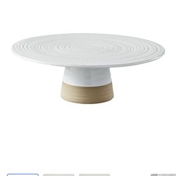 Better Homes & Gardens Abbott Exposed Clay Stoneware Pedestal Cake Stand, White Speckled, 3.52lbs, 12.24 in width