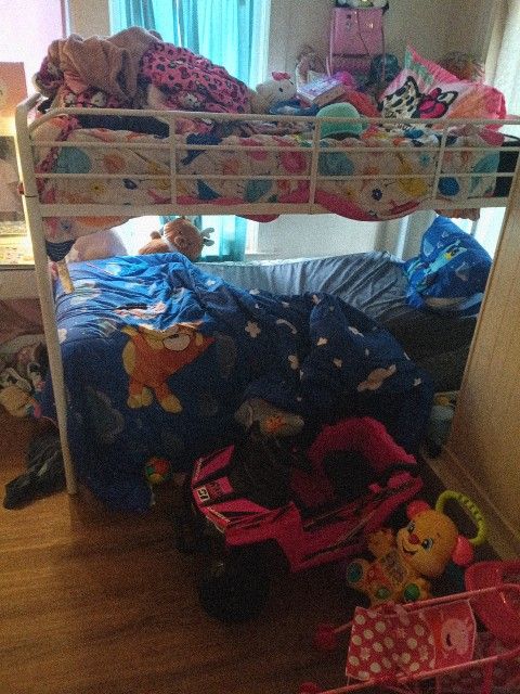White Bunk Bed With Twin Size Mattesses