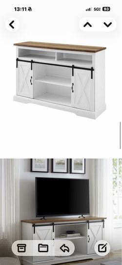 Farmhouse TV Stand with Sliding Barn Doors