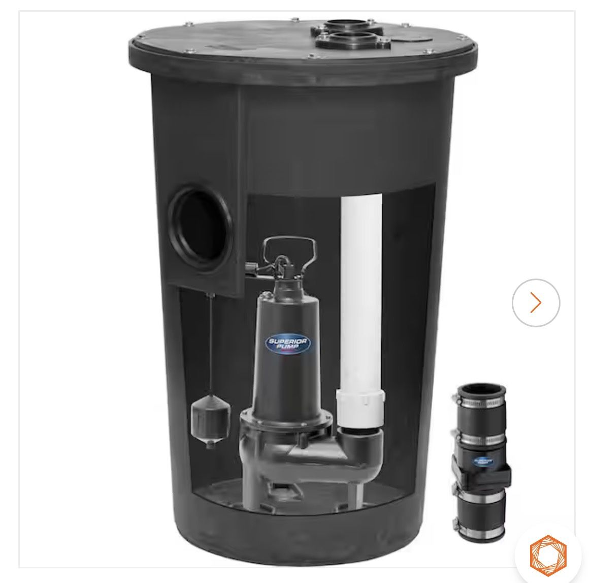 Superior Pump 1/2 HP Sewage Ejector Pump Kit with Basin