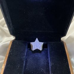 Star Cocktail Ring with Pave Stones – Statement Jewelry Size 7