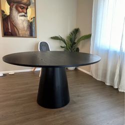 Round Dining Table 59” Black Round Wood table - Black Dining Table