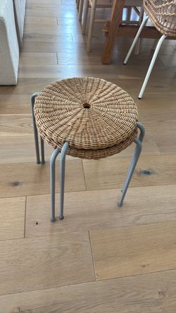 Rattan Seat Stool with Metal Legs
