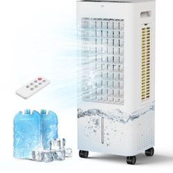 Evaporative Air Cooler Portable: Fans That Blow Cold Air for Room, Bedroom, Indoor, Office - Swamp Cooling Fan with 19ft Remote, 12H Timer, 30dB Quiet