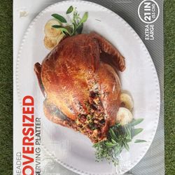 BEADED OVERSIZED SERVING PLATTER