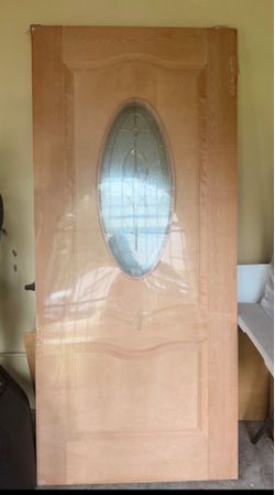 36 in. x 80 in. 3/4 Oval Lite Unfinished Door —NEW
