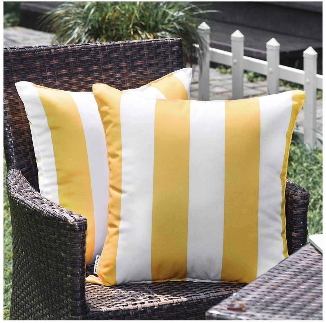 WESTERN HOME WH Outdoor Pillow Covers 18x18 Waterproof, Stripe Square Pillowcases Patio Throw Pillow Covers Cushions for Couch Bench Tent Garden - Pa