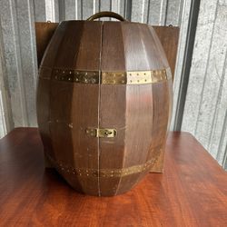 Vintage Half Whiskey Barrel Keg Wood Style Liquor Cabinet