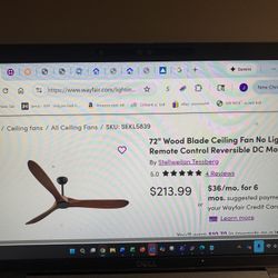 Ceiling Fan. 72” Wood