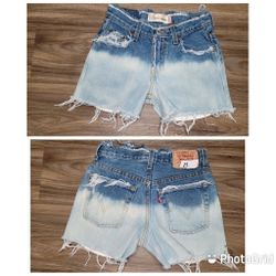 Levi's 550 Distressed Cutoff Bleached Denim Shorts Reworked