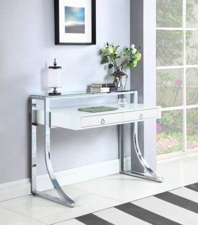 Writing Desk In High Gloss White Lacquer! Lowest Prices Ever!