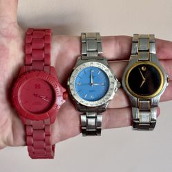 3 Watch Bundle – Movado + Quartz + Red Sport Watch – $170 OBO