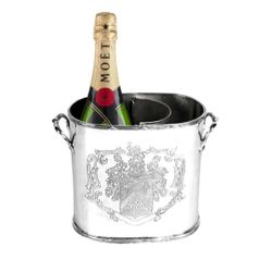 VINTAGE 1950s Or 1960s English Silver Plated Armorial Oval Wine Cooler