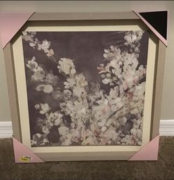 NEW~Early Spring Floral Wall Art/Decor~ Beautiful floral artwork in a square frame~20 1/2 x 20 1/2