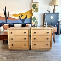 Pair Of Natural Nightstands / Wood Side / End Tables