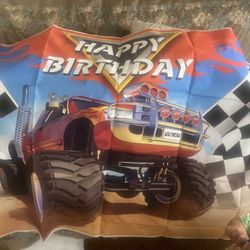 Monster Truck Birthday Banner