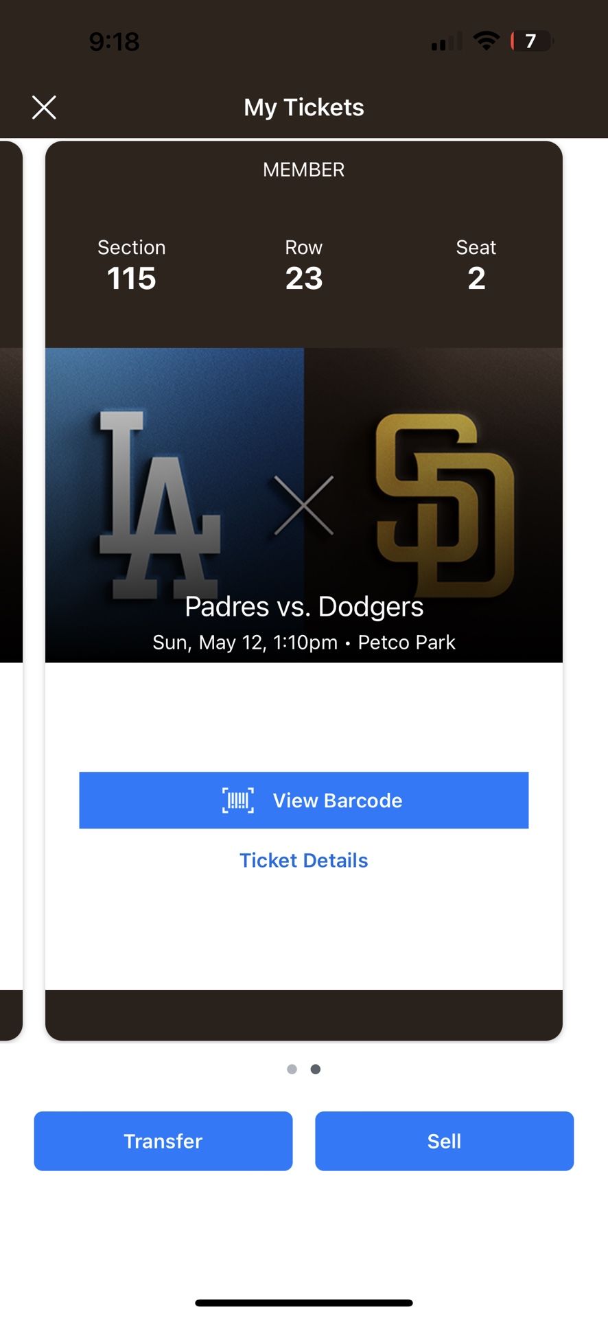 5/12 Padres vs Dodgers two tickets