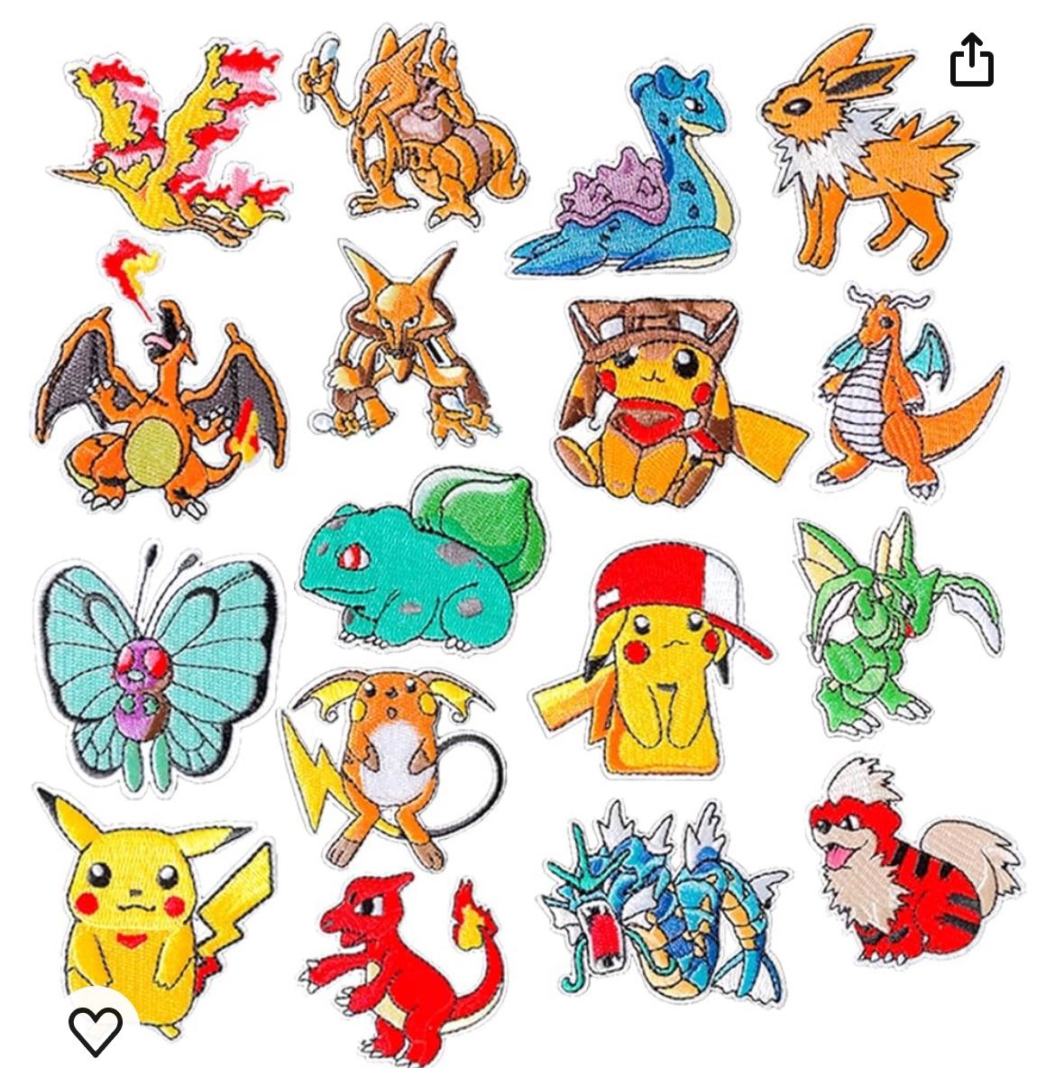 Pokémon Embroidery Patches 17 Pet Pieces As