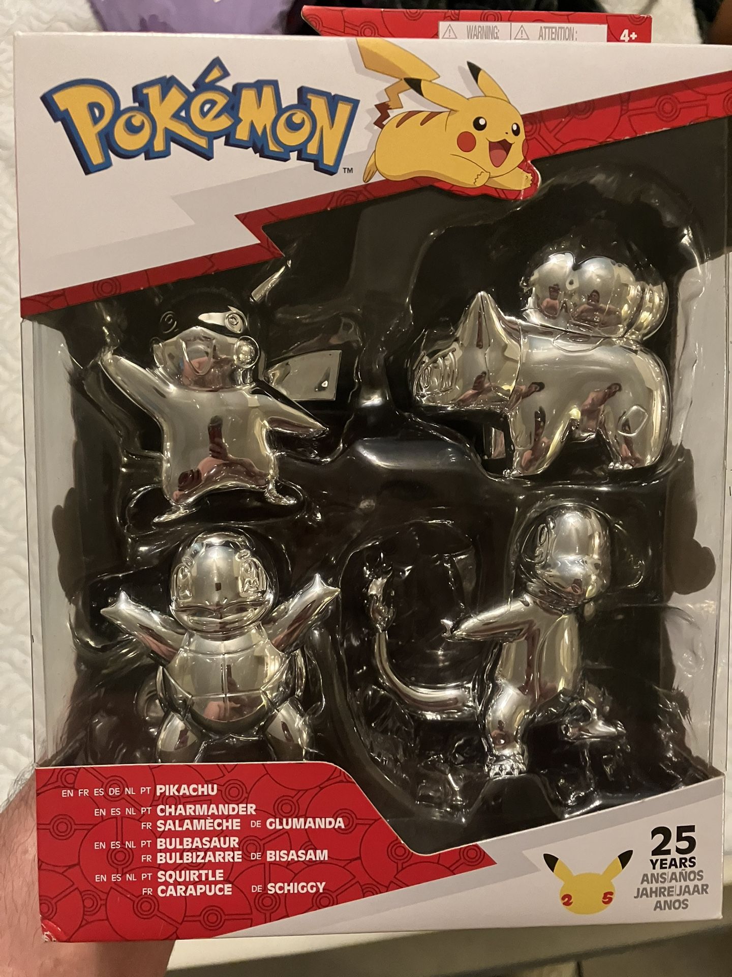 Pokemon 25th Anniversary Edition Series 1 Silver Figurine Action Figure 4-Pack