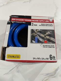 Everbilt 6 ft. Color-Coded, PVC- Coated Stainless Steel High-Efficiency Washing Machine Fill Hose with 90-Degree Elbow (2-Pack)