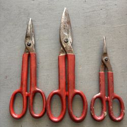 Set Of 3 Bluepoint/Snap On Metal Shears 