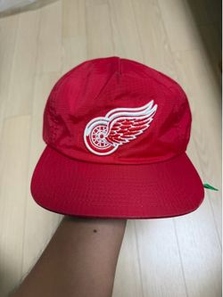 Vintage Mitchell & Ness Detroit Red Wings Hat, Zipper Adjustment, Red