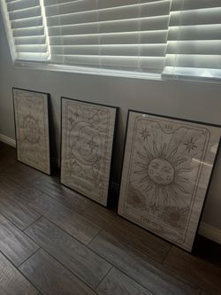 Sun, Moon & Star Framed Wall Art Set — 3 Pieces