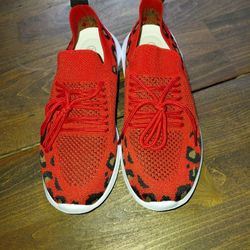 Red Leopard Print Sneakers 