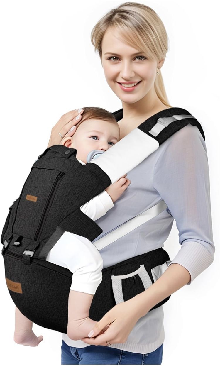 Nausear Baby Carrier Newborn to Toddler with Hip Seat & Lumbar Support,