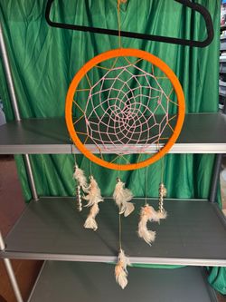 Orange Dream Catcher with Feathers