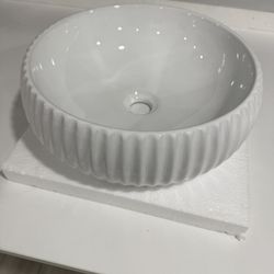 Mew White Top Mount Bathroom Vanity Sink - $70