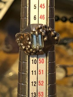 Unique custom grape cluster sterling silver aquamarine ring size 4 1/2