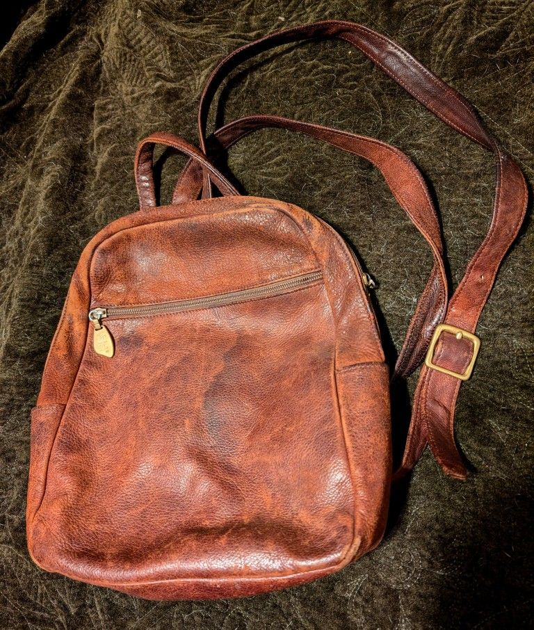 Libaire Vintage Brown Pebbled Leather Backpack