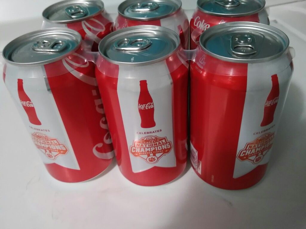 2018 CLEMSON NATIONAL CHAMPIONSHIP COKE CANS.