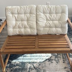IKEA NÄMMARÖ Bench with Backrest & Cushions - Solid Acacia