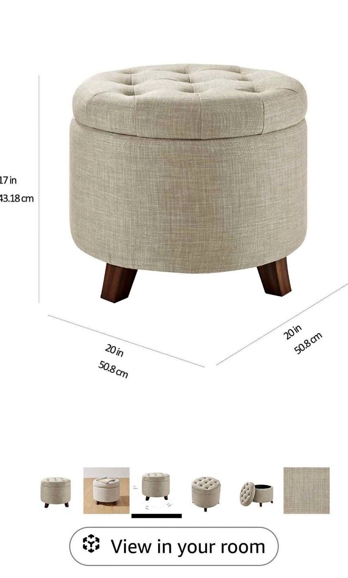 Used Beige Ottoman With Storage