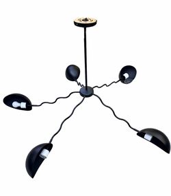 5-Light Black Outdoor Patio Chandelier – E26 Medium Base – Modern Farmhouse
