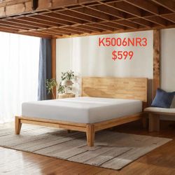 Silk&snow King size Wooden Bed Frame with Headboard.
