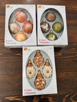 December Home Glass Christmas Ornaments – 3 Boxes
