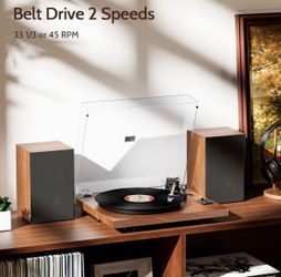1 by ONE Bluetooth Turntable HiFi System with 36 Watt Bookshelf Speakers,