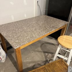 Granite Table, 2 Chairs, 3 Stools - All For $50