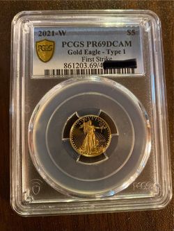 2021-W $5 GOLD EAGLE - TYPE 1 FIRST STRIKE, PR69DCAM PCGS