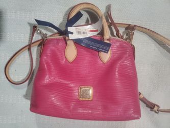 Dooney & Bourke Rare Pink Embossed Leather Satchel Crossbody Bag Long Strap