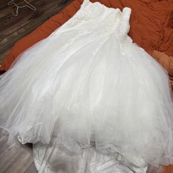 Sleeveless Corset Lace Beaded Wedding Dress