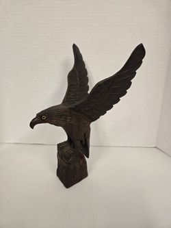 Hand Carved Wood Eagle Made In Thailand 